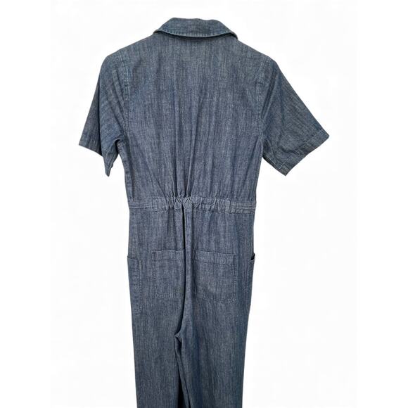 Marine Layer XS Joni Jumpsuit Dark Denim One Piece Outfit Wide Leg Short Sleeve - Picture 8 of 10